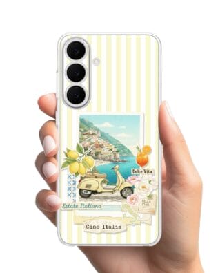 Etui do Samsung Galaxy S25 FE przeźroczyste, silikonowe Flexi, Italian Summer, Ciao Italia