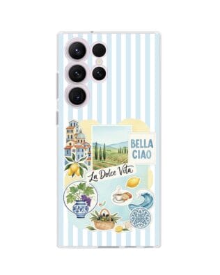 Etui do Samsung Galaxy S23 Ultra przeźroczyste, silikonowe Flexi, Italian Summer, La Dolce Vita