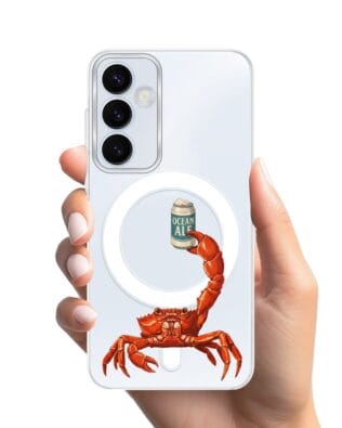 Etui do Samsung Galaxy A55 5G z MagSafe przeźroczyste, silikonowe Flexi, Paradise, krab z piwem