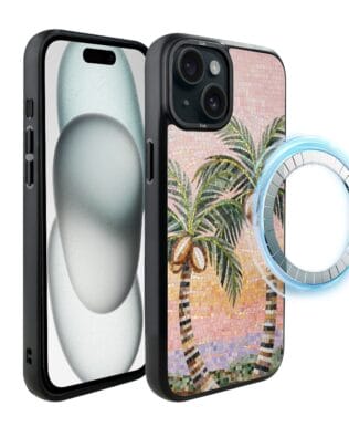 Etui do iPhone 15 IBIZU DropGuard Matt z MagSafe, Modern Classics, Sycylijska palma