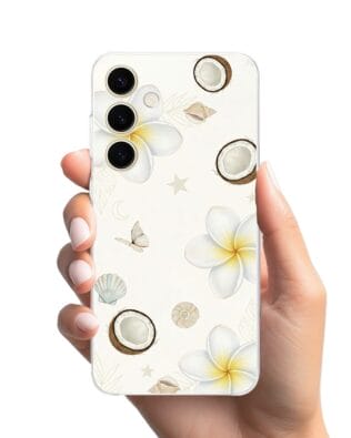 Etui do Samsung Galaxy S24 przeźroczyste, silikonowe Flexi, Summer Patterns, hawajskie kokosy