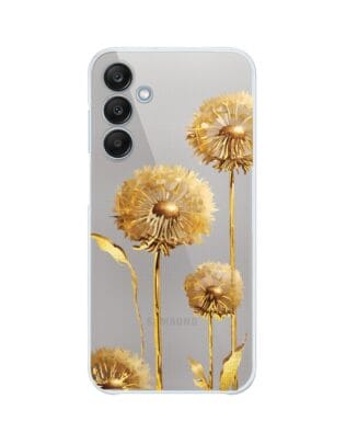 Etui do Samsung Galaxy M35 5G przeźroczyste, silikonowe Flexi, Kwiaty, złote dmuchawce