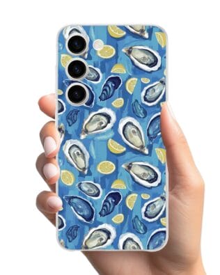 Etui do Samsung Galaxy S23 FE 5G przeźroczyste, silikonowe Flexi, Summer Patterns, ostrygi z cytrynką