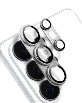 Metalowa osłona na cały aparat z wbudowanymi szkłami do Samsung Galaxy S26 Ultra, srebrna