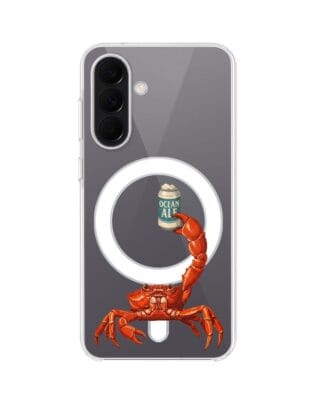Etui do Samsung Galaxy A57 z MagSafe przeźroczyste, silikonowe Flexi, Paradise, krab z piwem