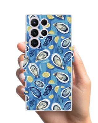 Etui do Samsung Galaxy S23 Ultra przeźroczyste, silikonowe Flexi, Summer Patterns, ostrygi z cytrynką