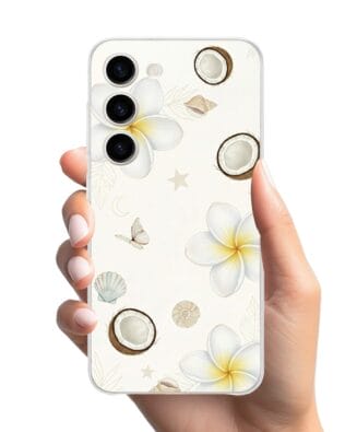 Etui do Samsung Galaxy S23 FE 5G przeźroczyste, silikonowe Flexi, Summer Patterns, hawajskie kokosy