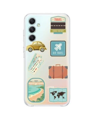 Etui do Samsung Galaxy A34 5G przeźroczyste, silikonowe Flexi, pocztowe znaczki