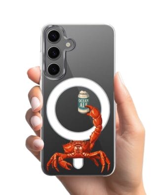 Etui do Samsung Galaxy S24 Plus z MagSafe przeźroczyste, silikonowe Flexi, Paradise, krab z piwem