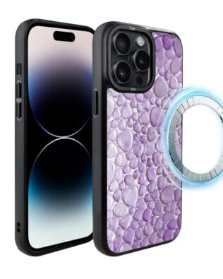 Etui do iPhone 14 Pro IBIZU DropGuard Matt z MagSafe, Aqua Glass, ametystowe krople