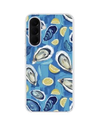 Etui do Samsung Galaxy A57 z MagSafe przeźroczyste, silikonowe Flexi, Summer Patterns, ostrygi z cytrynką