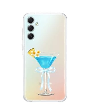 Etui do Samsung Galaxy A34 5G przeźroczyste, silikonowe Flexi, Paradise, Blue Hawaii