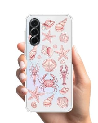 Etui do Samsung Galaxy A36 5G przeźroczyste, silikonowe Flexi, Summer Patterns, krewetkowy róż