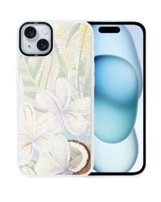 Etui do iPhone 15 IBIZU DropGuard Matt z MagSafe, Modern Classics, Biała lilia