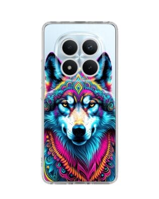 Etui do Xiaomi Redmi Note 15 Pro 5G przeźroczyste, silikonowe Flexi, Dzika Mandala, Wilk
