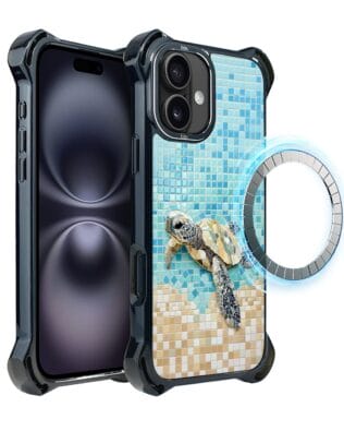 Etui do iPhone 16 IBIZU DropGuard Ultra z MagSafe, Modern Classics, Żółw Caretta