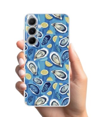 Etui do Samsung Galaxy A55 5G przeźroczyste, silikonowe Flexi, Summer Patterns, ostrygi z cytrynką
