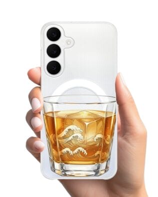 Etui do Samsung Galaxy S25 FE z MagSafe przeźroczyste, silikonowe Flexi, Paradise, Whiskey on the rocks