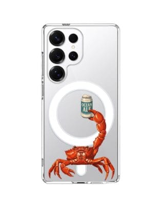 Etui do Samsung Galaxy S25 Ultra z MagSafe przeźroczyste, silikonowe Flexi, Paradise, krab z piwem
