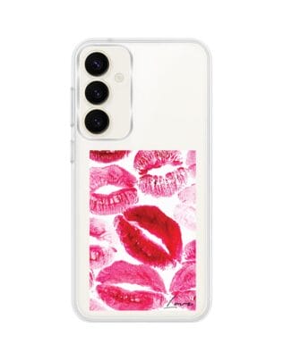 Etui do Samsung Galaxy S23 z MagSafe przeźroczyste, silikonowe Flexi, pocałunki z napisem „love”