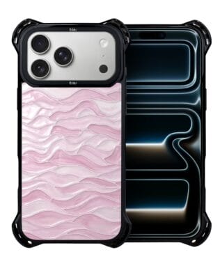 Etui do iPhone 17 Pro Max IBIZU DropGuard Ultra z MagSafe, Aqua Glass, różowe fale