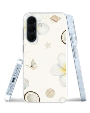 Etui do Samsung Galaxy A57 z MagSafe przeźroczyste, silikonowe Flexi, Summer Patterns, hawajskie kokosy