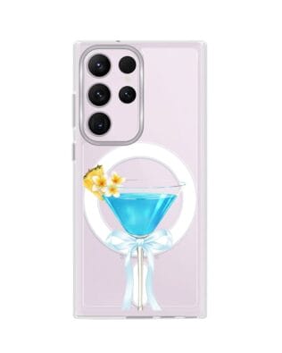 Etui do Samsung Galaxy S23 Ultra z MagSafe przeźroczyste, silikonowe Flexi, Paradise, Blue Hawaii