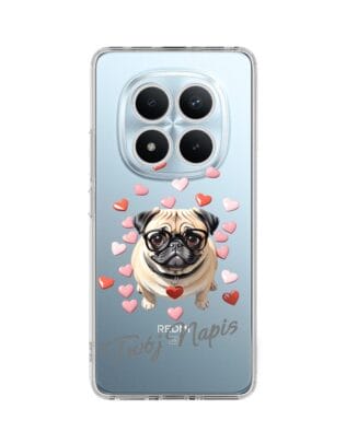 Etui do Xiaomi Redmi Note 15 Pro Plus 5G przeźroczyste, silikonowe Flexi, Puppy Love, pies rasy Mops