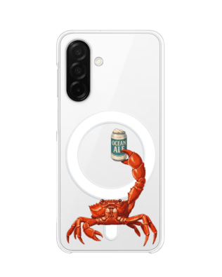 Etui do Samsung Galaxy A26 5G z MagSafe przeźroczyste, silikonowe Flexi, Paradise, krab z piwem