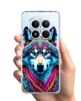 Etui do Xiaomi Redmi Note 15 Pro 5G przeźroczyste, silikonowe Flexi, Dzika Mandala, Wilk