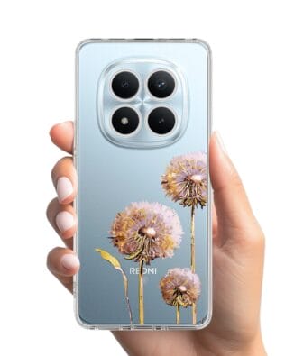 Etui do Xiaomi Redmi Note 15 4G przeźroczyste, silikonowe Flexi, Kwiaty, fioletowe dmuchawce