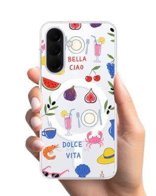 Etui do Samsung Galaxy A37 z MagSafe przeźroczyste, silikonowe Flexi, Italian Summer, kolorowe wakacje