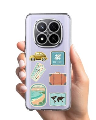 Etui do Xiaomi Redmi Note 14 Pro 4G przeźroczyste, silikonowe Flexi, pocztowe znaczki