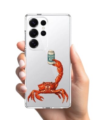 Etui do Samsung Galaxy S25 Ultra przeźroczyste, silikonowe Flexi, Paradise, krab z piwem