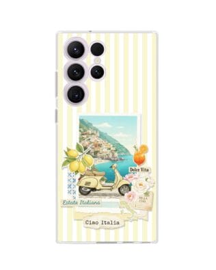 Etui do Samsung Galaxy S23 Ultra przeźroczyste, silikonowe Flexi, Italian Summer, Ciao Italia