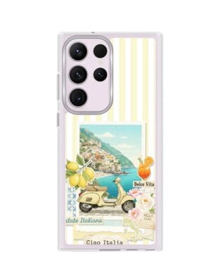 Etui do Samsung Galaxy S23 Ultra z MagSafe przeźroczyste, silikonowe Flexi, Italian Summer, Ciao Italia