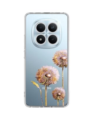 Etui do Xiaomi Redmi Note 15 Pro Plus 5G przeźroczyste, silikonowe Flexi, Kwiaty, fioletowe dmuchawce