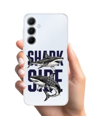 Etui do Samsung Galaxy A55 5G przeźroczyste, silikonowe Flexi, Summer Patterns, Shark side