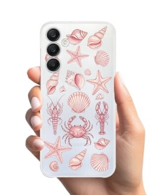Etui do Samsung Galaxy A25 5G przeźroczyste, silikonowe Flexi, Summer Patterns, krewetkowy róż