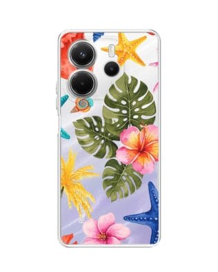 Etui do Xiaomi Redmi Note 14 5G przeźroczyste, silikonowe Flexi, Summer Patterns, tropikalny wzór
