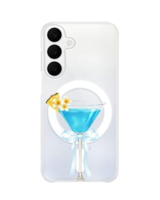 Etui do Samsung Galaxy S25 FE z MagSafe przeźroczyste, silikonowe Flexi, Paradise, Blue Hawaii