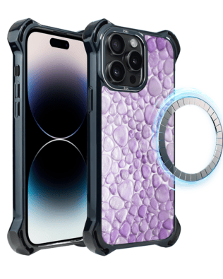 Etui do iPhone 14 Pro IBIZU DropGuard Ultra z MagSafe, Aqua Glass, ametystowe krople