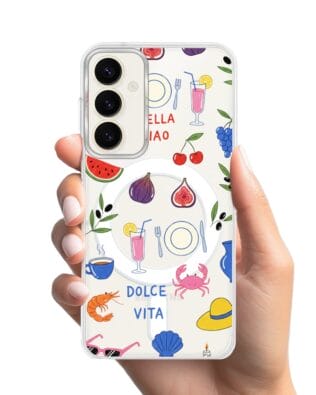 Etui do Samsung Galaxy S23 FE 5G z MagSafe przeźroczyste, silikonowe Flexi, Italian Summer, kolorowe wakacje