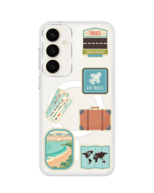 Etui do Samsung Galaxy S23 FE 5G z MagSafe przeźroczyste, silikonowe Flexi, pocztowe znaczki