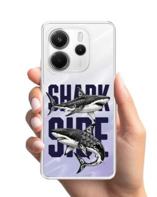 Etui do Xiaomi Redmi Note 14 4G przeźroczyste, silikonowe Flexi, Summer Patterns, Shark side