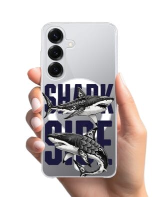 Etui do Samsung Galaxy S25 z MagSafe przeźroczyste, silikonowe Flexi, Summer Patterns, Shark side