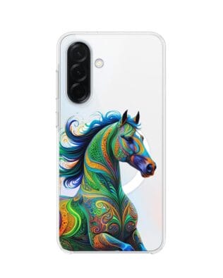 Etui do Samsung Galaxy A37 z MagSafe przeźroczyste, silikonowe Flexi, Dzika Mandala, Koń