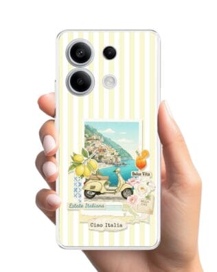 Etui do Xiaomi Redmi Note 13 Pro 5G przeźroczyste, silikonowe Flexi, Italian Summer, Ciao Italia
