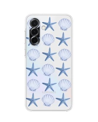 Etui do Samsung Galaxy A36 5G przeźroczyste, silikonowe Flexi, Summer Patterns, niebieskie rozgwiazdy