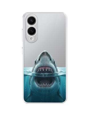 Etui do Samsung Galaxy S25 Edge przeźroczyste, silikonowe Flexi, Paradise, żarłacz biały